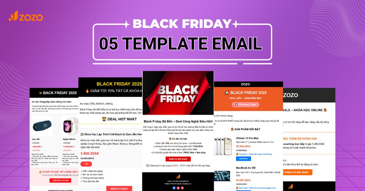 05 Mẫu Template Email Marketing Black Friday (Tiếng Việt) – Dễ Dàng Dùng Ngay